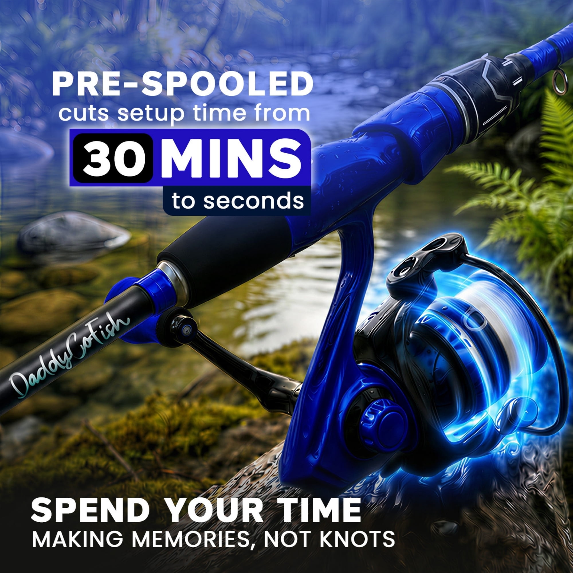 DaddyGoFish Spinning Fishing Rod and Reel Combo Set with Tackle Box | Fishing Pole | Carbon Fiber Telescopic Fishing Rod Kit | Spinning Reel for Travel Saltwater Freshwater Fishing Gear Kit