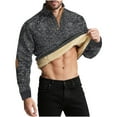 thumbnail image 2 of GuangCheng Mens Fleece Lined Sweatshirts,Half Zip,Pullover,Thermal Warm Tops,Sherpa Interior,Elbow Patches Tops,Dark Gray,Size M, 2 of 6