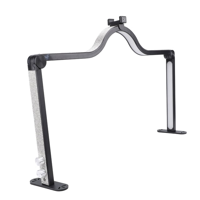 Nail Tech Lamp for Desk, 3000K to 6000K Stepless Dimming Foldable Nail Light with Phone Holder, All Around Lighting LED Manicure Lamp Nail Table Light for Eyelashes, Nail, Makeup
