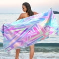 thumbnail image 6 of Coolnut Bright Geometric Pattern Diveblues Beach Towel Microfiber - Oversized Travel Towels - Lightweight Compact Beach Accessories - for Swimming, Camping, Holiday, Quick Dry Washcloth Gift, 6 of 7