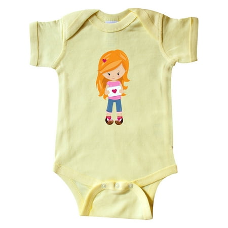 

Inktastic Valentine s Day Girl Orange Hair Girl In Love Gift Baby Girl Bodysuit