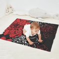 thumbnail image 2 of Red and Black Pioneer Flower Pattern Blanket,Comfortable Soft Flannel Throw Blanket,All Season,Warm Lightweight Blankets for Sofa Bed Couch Living Room Chair,30"x40", 2 of 4