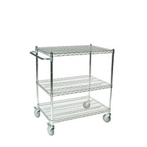 24" Deep x 48" Wide x 39" High 3 Tier Chrome Wire Shelf Cart