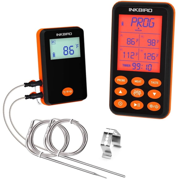 Inkbird Remote Meat Thermometer for Smoker IRF-4S, 1500 feet Wireless Digital Cooking Grill Thermometer, Kitchen Food Oven BBQ Thermometer with Timer, Alarm, Dual Probes