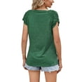 thumbnail image 4 of BadPiggies Womens Summer Tunic Tops Short Sleeve V Neck T Shirts Casual Loose Blouse Fit Flowy (2XL, Green), 4 of 5