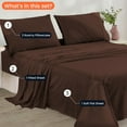 thumbnail image 3 of CCNY 600 TC Egyptian Cotton Bed Sheets, Luxurious Soft for Hotel Quality 4Pc Sheet Set - 1 Fitted Sheet, 1 Flat Sheet & 2 Pillowcases 24 Inch Deep Pocket (Full-Chocolate Solid), 3 of 8
