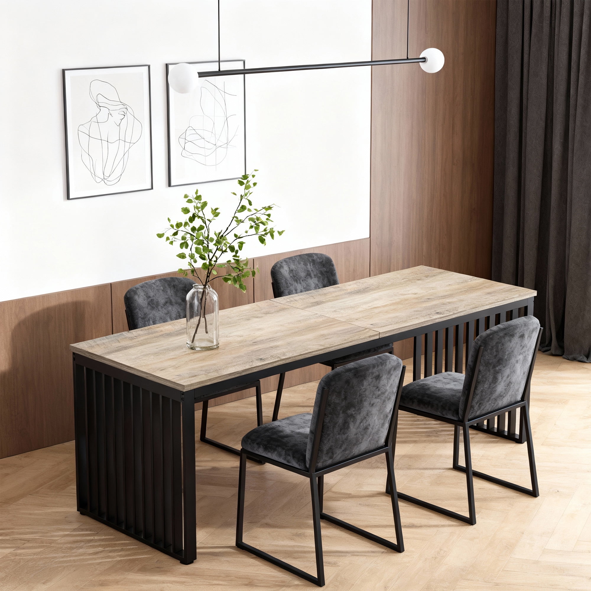 KIOOTTO 79" Two Person Executive Desk, Extra Long Double Computer Workstation with Metal Frame, Brown