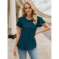 thumbnail image 2 of Weardear Women Dressy Casual Tops Business Work Blouses Summer Short Sleeve Crew Neck Shirts, 2 of 6