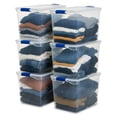 thumbnail image 1 of Homz Bacs de Rangement Empilables en Plastique Transparent de 112 Pintes, Lot de 6, 1 of 9