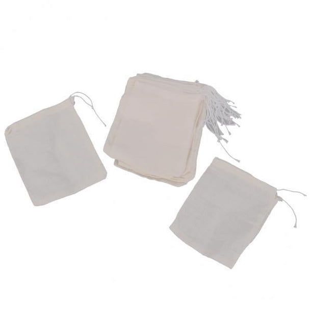 5x20 Piezas Bolsa De Filtro De Tensión De Malla De Algodón Reutilizable Para Té, Leche Y Nueces, Zumo De Frutas, 10x8cm