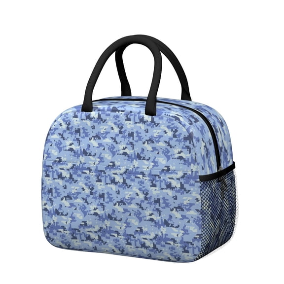 Insulated Lunch Bag for Women, Floral Print Oxford Fabric Lunch Box, Leakproof Thermal Cooler Tote for Work, School & Picnic, Camo, Camouflage Print