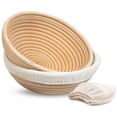 thumbnail image 1 of Cesta Para Prueba De Pan Banneton Cesta Para Pan Para Prueba De Masa Madre Kook Cestas Para Hacer Masa Madre Artesanal Para Prueba De Banneton Cestas De Ratán De 9 Pulgadas Y Forros De Tela Juego De 2, 1 of 7