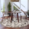 thumbnail image 4 of Round Area Rugs Collection 6 Ft, Vintage Rooster Farmhouse Non-Slip Residential Carpet, Grey Wooden Farm Animals Striped Indoor Crawling Mats Runner Rugs for Living Room/Dining Room/Bedroom, 4 of 9