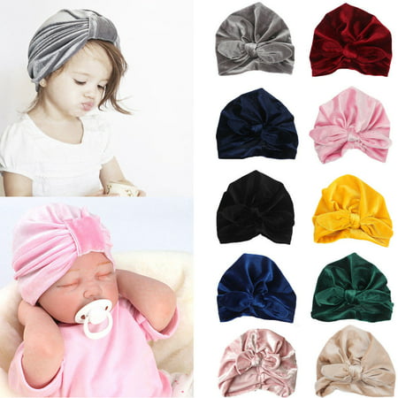 Baby Hat, Knit Solid Color Soft Bunny Ear Head Wrap Headband Infan Toddler Cap Beanie Scarf Turban for Newborn Girl