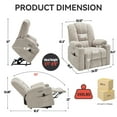 thumbnail image 6 of Power Lift Recliner Chair with Massage and Heat for Elderly, Segmart Overstuffed Wide Recliners, Heavy Duty Motion Mechanism with USB and Type C Ports, 2 Steel Cup Holders, Beige, 6 of 8