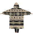 thumbnail image 2 of Oversized Wearable Blanket Hoodie,Brown Geometric Triangle Square Pattern Sherpa Blanket Hoodie with Super Pockets,Super Warm Fuzzy Pullover for Women & Men, 2 of 6