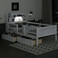 thumbnail image 3 of Euroco Twin Size Wooden Platform bed with Drawers and LED Light, White, 3 of 12
