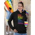 thumbnail image 4 of Women's Love is Love Gay Pride Hoodie - Empowering Quotes - LGBTQ Supportive Sweatshirt - Comfortable Rainbow Design - Small Black, 4 of 6
