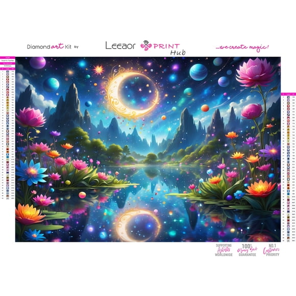 Diamond painting set, includes DMC stickers, featuring colorful psychedelic landscape diamond paintings in round patterns, new arrival, 40×50 cm frameless.