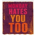 thumbnail image 3 of Ambesonne Abstract Shower Curtain, Monday Hates You Too Words, 69"Wx84"L, Orange and Purple, 3 of 3
