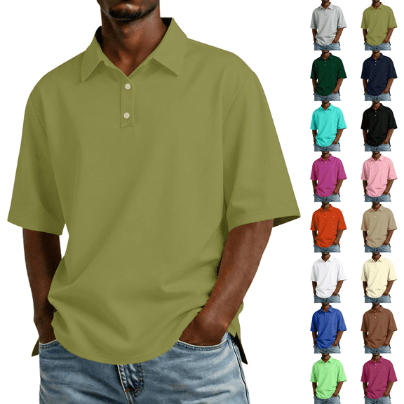 Men's Short Sleeve Polo Shirts Quick Dry Performance Golf Shirts Lightweight Breathable Collared Work Shirt Army Green 3XL