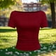 thumbnail image 2 of Tops Casuales sin Mangas para Mujeres Camiseta de Moda Blusa Elasticidad Suelta Cuello Redondo Tops de Color Sólido para Mujeres, 2 of 5
