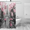 thumbnail image 2 of JOOCAR Paris Eiffel Tower Pink Valentine Polyester Bathroom Shower Curtain with 12 Hooks, 72×72 in, 2 of 7