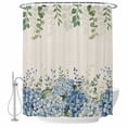 thumbnail image 2 of Blue Flowers Waterproof Fabric Shower Curtain,Green Eucalyptus Floral Country Beige Waterproof Fabric Shower Curtain for Bathroom Curtains Bathtubs Shower Curtains with 12 Hooks Extra Long 72x84, 2 of 8