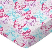 SheetWorld Fitted 100% Cotton Jersey Play Yard Sheet Fits BabyBjorn Travel Crib Light 24 x 42, Butterflies