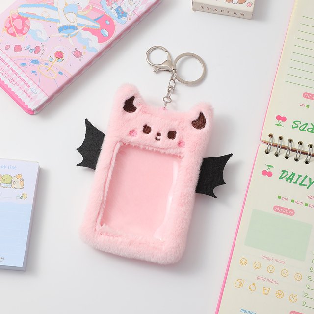 1pc Cute Plush Kawaii Little Devil K-Pop Photocard Holder, BTS Twice Id Protector Credit Bank Card Sleeves Storage