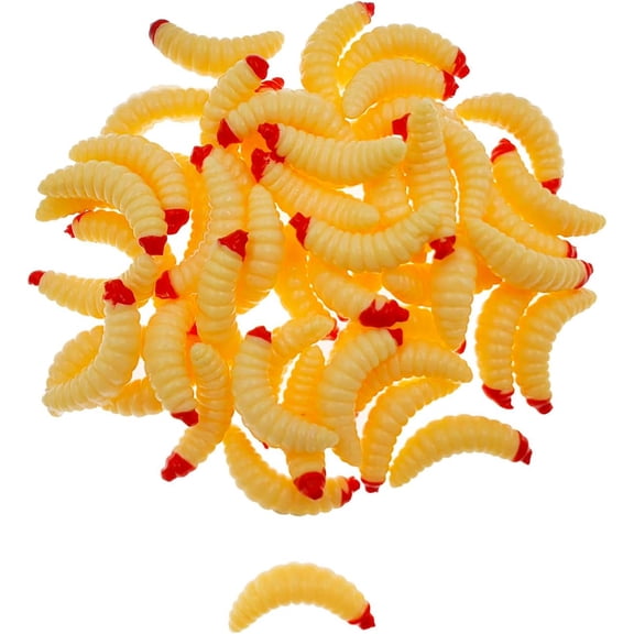 100 Pack 1-Inch Soft Plastic Maggot Fishing Lures, Artificial Worm Baits for Trout, Crappie, Bluegill, Panfish and Bass