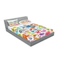 thumbnail image 2 of Ambesonne Cartoon Fitted Sheet & Pillow Sham Set, Ocean Fauna Design, Queen, Multicolor, 2 of 2