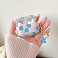 thumbnail image 2 of Compatible with AirPods Pro Clear Case,Cute Cartoon Flower Pattern Design with Floral Keychain, Soft TPU Protective Shockproof Case for AirPod Pro for Girls Women-Blue, 2 of 12