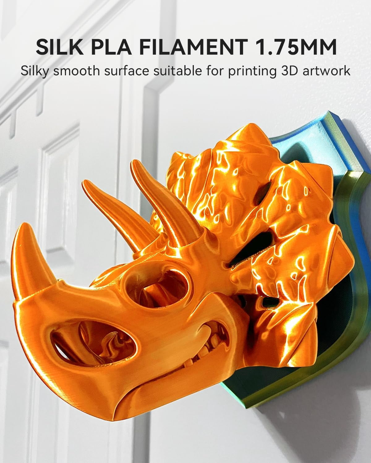 3D Printer Silk Filament,Shiny Silk PLA Filament 1.75mm, Smooth Silky Surface, Great Easy to Print for 3D Printers, Dimensional Accuracy +/- 0.02mm, Silk Yellow 1KG