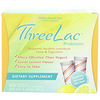 Threelac probiotique Complément alimentaire, arôme naturel de citron, comprend 60 Packets 0,053-Ounce