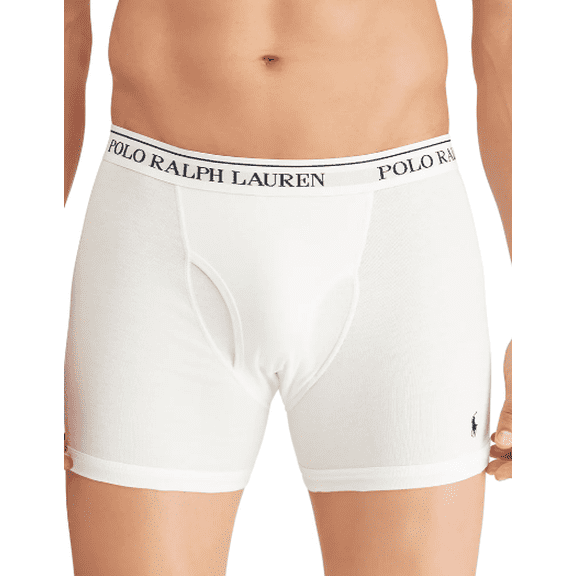 Polo Ralph Lauren Men's 3 Pack Classic Cotton Boxer Briefs (Medium, White)