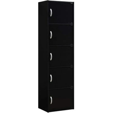 Bilot 5-Shelf, 5-Door Bookcase, Black