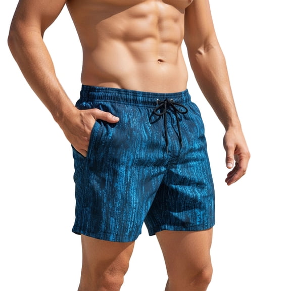 Guluxicc Men's Swim Trunks Elastic Waist Drawstring Swimwear Shorts Print Regular Fit Summer Casual Beach Board Shorts
