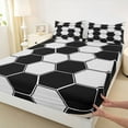 thumbnail image 3 of Manfei Modern Geometric Abstract Twin Sheet Sets,Retro Geometric Honeycomb Twin Fitted Sheet,Gray Black Flat Sheet For Boys Kids,Ultra Soft Home Decor,3-Piece, 3 of 7