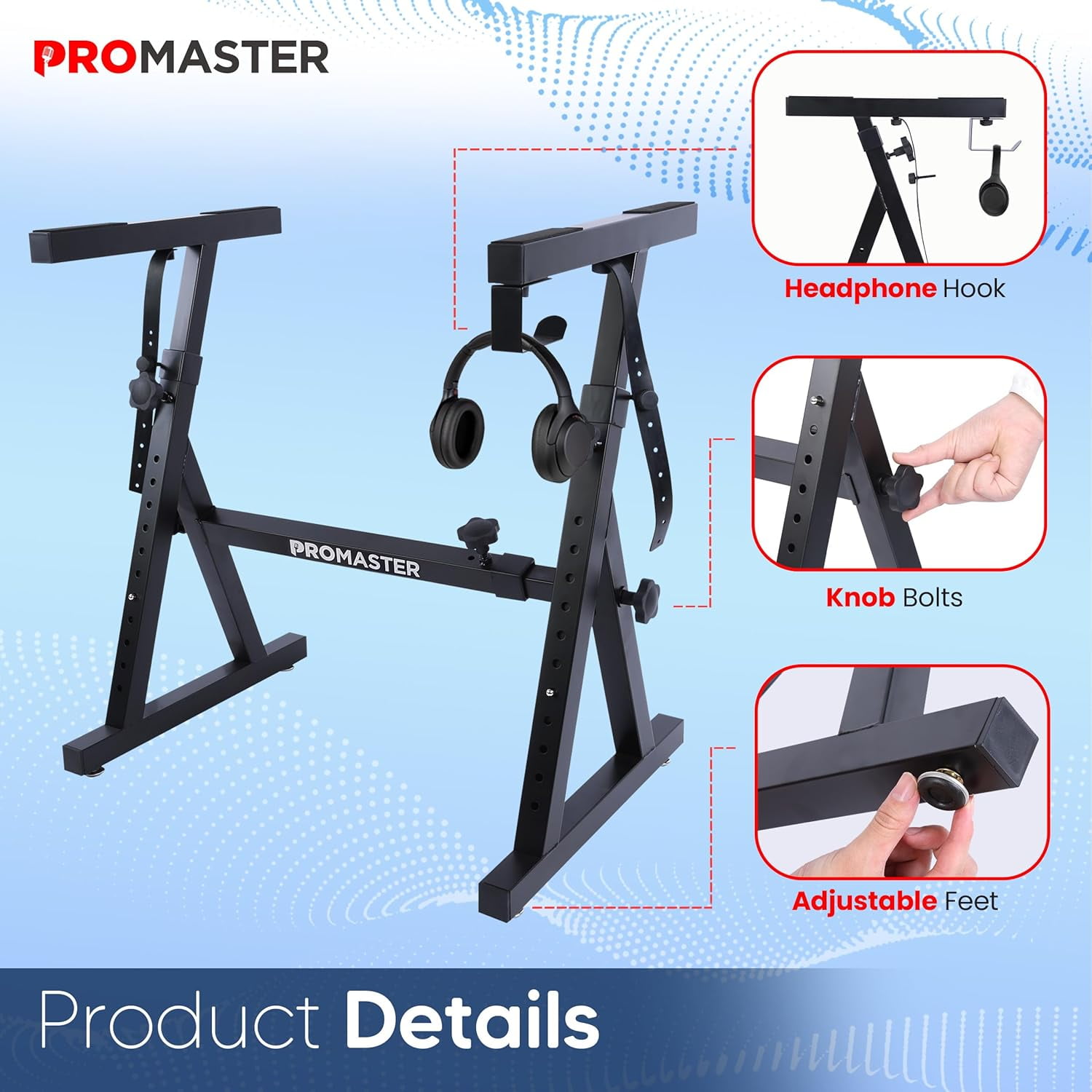 ProMaster Tripod Microphone Stand - Universal and Adjustable Professional Audio Telescopic Gooseneck, Boom Arm Tripod Microphone Stand with Universal ⅝” Adapter - Black