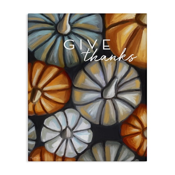 Stupell Industries Modern Give Thanks Autumn Phrase Canvas Art, 24 x 30, by Elizabeth Tyndall