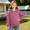 thumbnail image 5 of DJDLJWCJ Big Girls Long Sleeve Hoodie Solid Color Warm Pullover Sweatshirt Stretch Soft Comfy Hooded Sweatshirts Purple Size 3T, 5 of 9