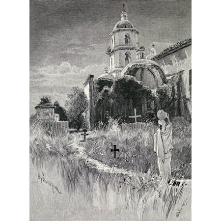 - Graveyard And Mission San Luis Rey De Francia California From The Book The Century Illustrated Monthly Magazine May To October 1883 Canvas Art - Ken Welsh Design Pics (24 x 32)