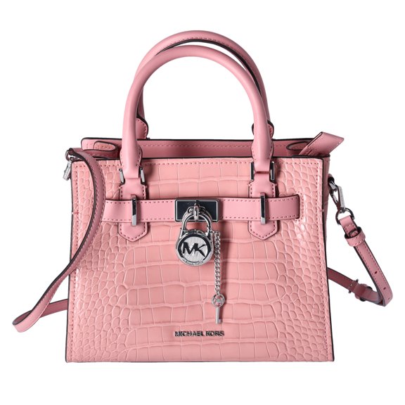 Michael Kors Hamilton Small Satchel Crossbody Croc Embossed Bag Primrose Pink