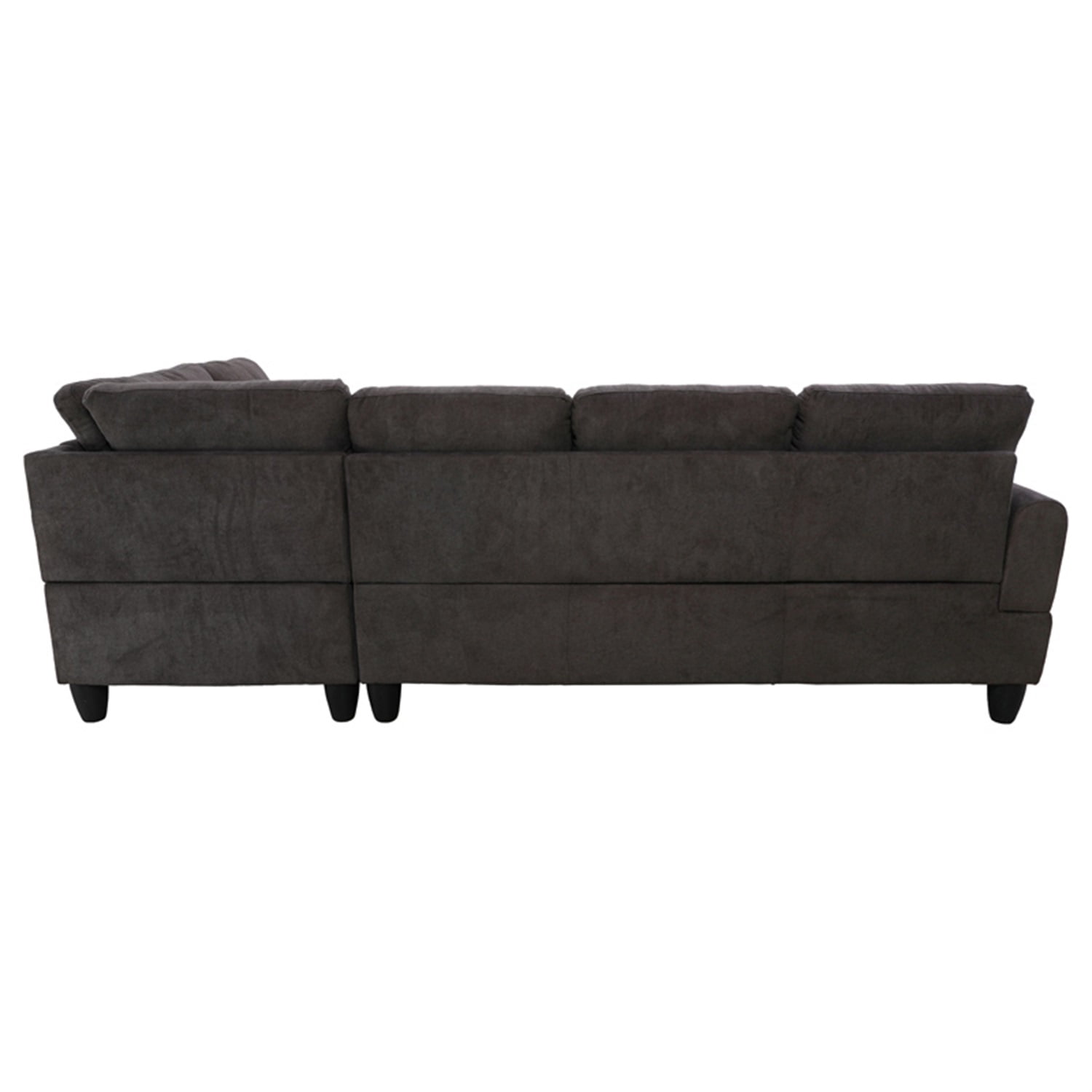 Hommoo Flannel Living Room Furniture Sets, 4-Seat Couches and Sofa Set, L Shaped Couch Set Sectional Sofa Set for Home, Apartment, Dorm, Dark Brown(No Ottoman)