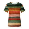 thumbnail image 3 of Women's Short Sleeve Crew Neck Tee Tops Stripe Color Block Casual T-Shirts Summer Clothes Blue,L, 3 of 5