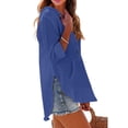 thumbnail image 4 of Women's Beach Cover Up Hoodies Sweatshirt Long Sleeve Sun Protection V Neck Breathable Shirt Top with Pockets Blue S, 4 of 7