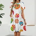 thumbnail image 2 of Rainbow Lollipop Women's Dress Short Sleeve Summer Sundress Summer Women Clothes, 2 of 7