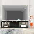 thumbnail image 5 of ChVans Large LED TV Stand for 75/85" TV with Power Outlets, Living Room Entertainment Center with Storage Drawers&Cabinets Furniture, Black High Gloss TV Cabinet Console Table-70.9", 5 of 10