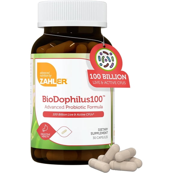 Zahler BioDophilus100, Advanced Probiotic Formula, 100 Billion CFU, 30 Capsules